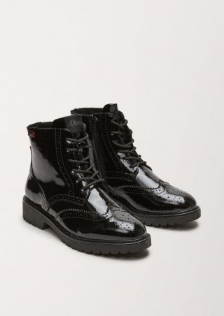 s.Oliver Brouge-Boots in Leder-Optik - schwarz