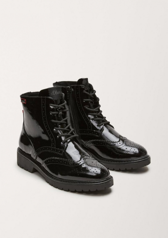 s.Oliver Brouge-Boots in Leder-Optik - schwarz