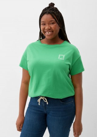 s.Oliver T-Shirt mit gummiertem Print - hellgrün