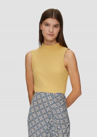 s.Oliver Verkürztes Ripptop mit Turtleneck - goldgelb