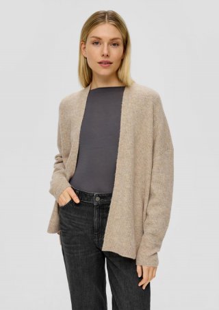 s.Oliver Verschlussloser Cardigan aus weichem Wollmix - sandfarben