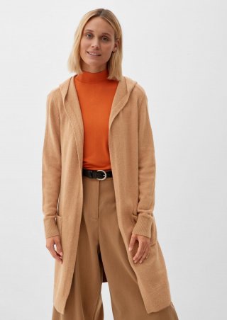s.Oliver Long-Cardigan mit Kapuze - sandstein