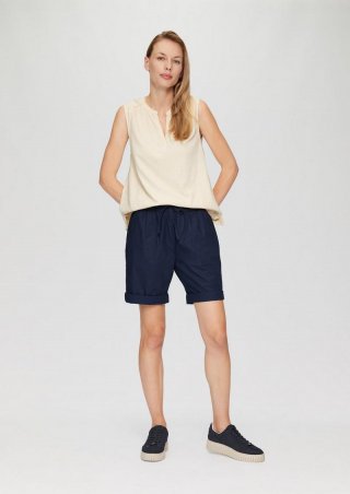 s.Oliver Leichte Shorts mit Elastikbund aus Lyocellmix - tiefblau