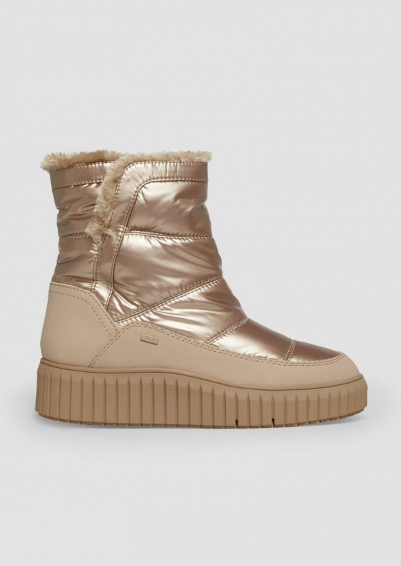s.Oliver Warm gefütterte Boots mit Metallic-Effekt - beige