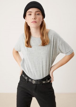 s.Oliver Jerseyshirt aus Baumwollmix - grau meliert