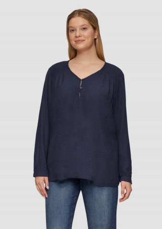 s.Oliver Strukturierte Bluse aus Viskosemix mit Smok Detail - navy