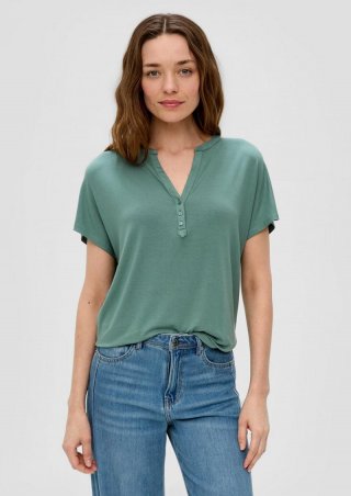 s.Oliver T-Shirt mit V-Ausschnitt - helles petrol