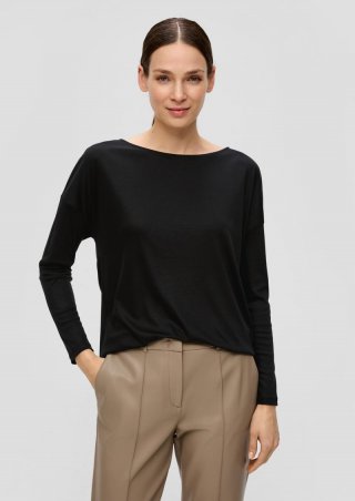 s.Oliver Langarmshirt mit überschnittenen Schultern - schwarz