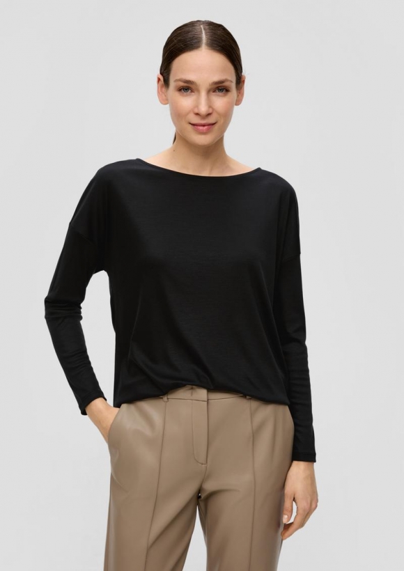 s.Oliver Langarmshirt mit überschnittenen Schultern - schwarz