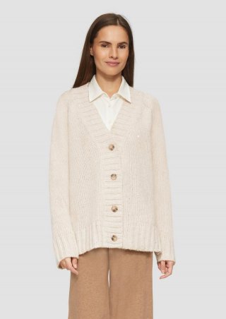 s.Oliver Oversized Cardigan mit Glitzergarn und Pailletten - beige