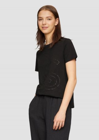 s.Oliver T-Shirt aus Jersey mit Frontprint - schwarz