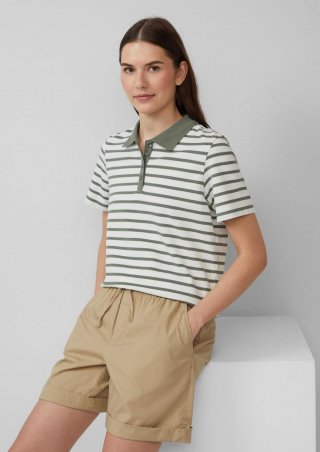 s.Oliver Verkürztes Poloshirt aus Baumwollpiqué - olivgrün
