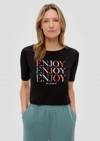 s.Oliver T-Shirt aus Baumwollstretch - schwarz