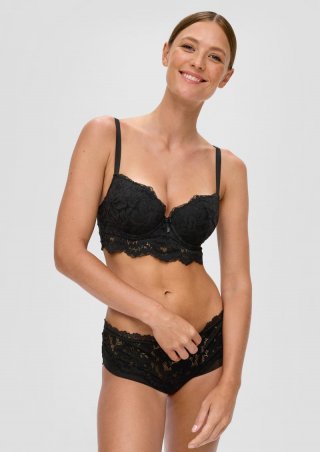 s.Oliver Push-Up BH mit floraler Spitze - schwarz