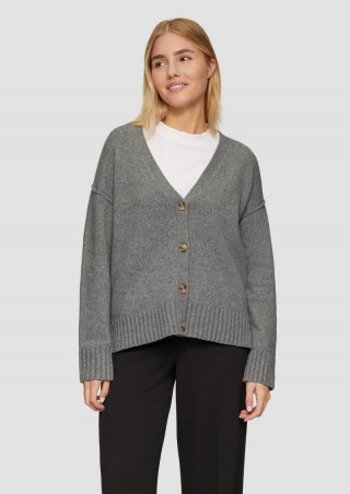 s.Oliver Strickjacke mit Ziernähten und Schlitz am Saum - graphit