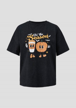 s.Oliver T-Shirt mit Halloween-Print - schwarz