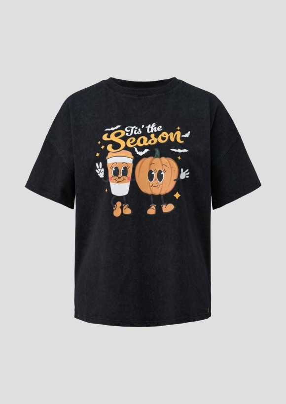 s.Oliver T-Shirt mit Halloween-Print - schwarz