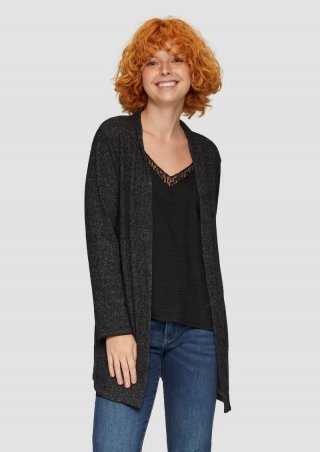 s.Oliver Flauschiger Long-Cardigan mit Rippstruktur - anthrazit