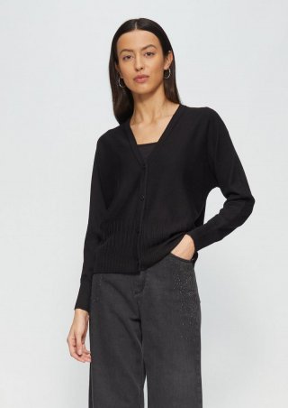 s.Oliver Strickjacke mit Strukturmuster am Saum - schwarz