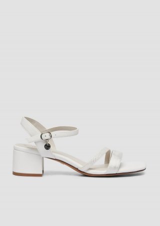 s.Oliver Sandalen mit Logo-Detail und Blockabsatz - silber