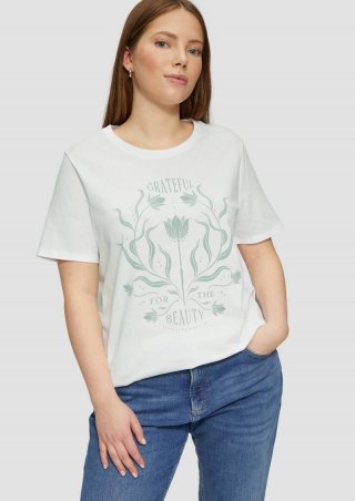 s.Oliver Baumwollshirt mit Fronprint - weiß