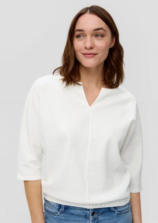 s.Oliver Jerseyshirt mit O-Shape und Musterstruktur - ecru