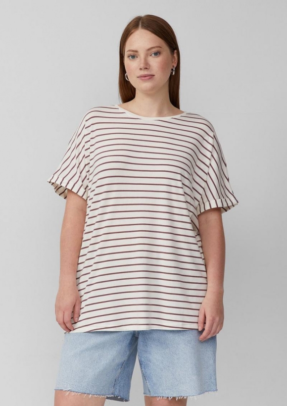 s.Oliver Locker geschnittenes T-Shirt aus Modalmix - aubergine