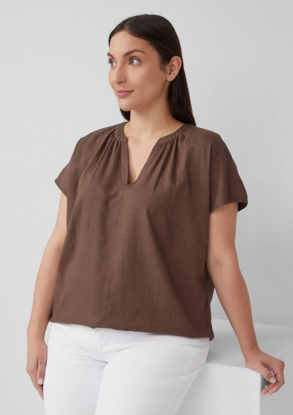 s.Oliver Bluse aus Leinenmix - mokka