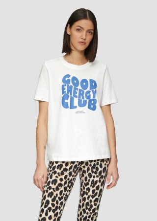 s.Oliver T-Shirt aus Baumwolle mit Frontprint - ecru