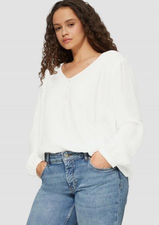 s.Oliver Strukturierte Bluse aus Viskosemix mit Smok-Details - creme