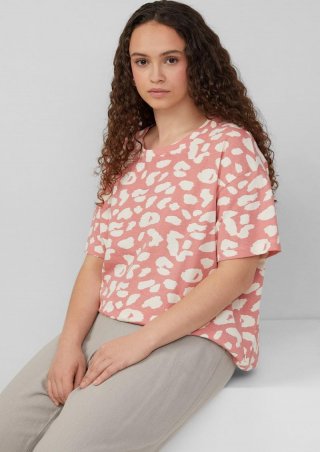 s.Oliver Verkürztes T-Shirt mit All-over-Print - papaya