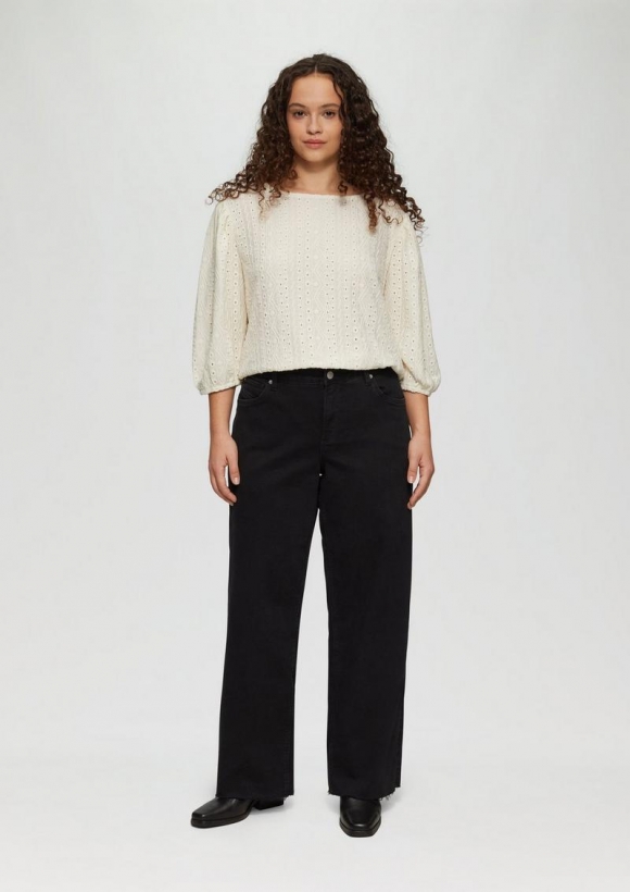 s.Oliver Jeans / Slim Fit / Mid Rise / Wide Leg / offener Saum - schwarz