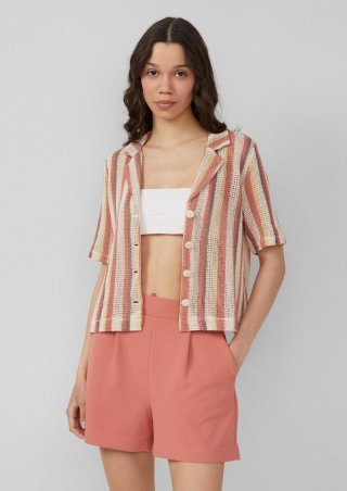 s.Oliver Verkürzte Bluse in Häkeloptik - papaya