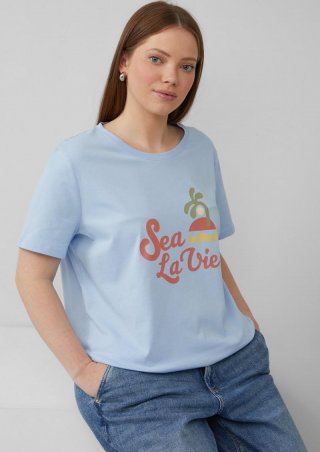 s.Oliver Baumwollshirt mit Frontprint - hellblau