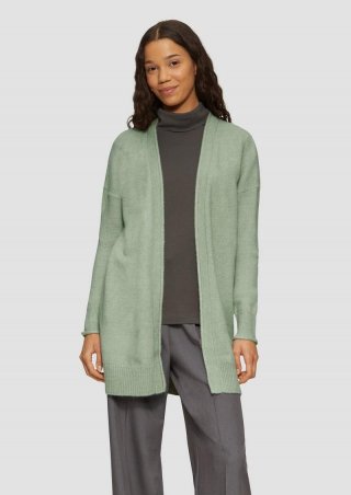 s.Oliver Weiche Strickjacke mit Rollkante - salbeigrün