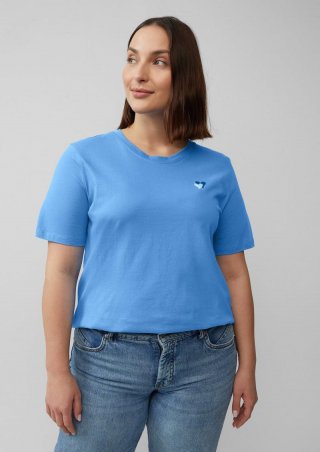 s.Oliver T-Shirt mit Herz-Stickerei - royalblau