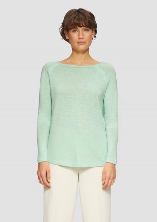 s.Oliver Langarmshirt mit Raglanärmeln und Flammgarnstruktur - minze