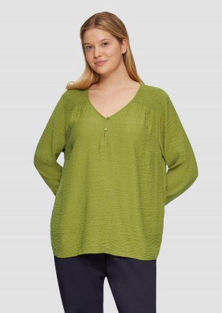 s.Oliver Strukturierte Bluse aus Viskosemix mit Smok Detail - guacamole