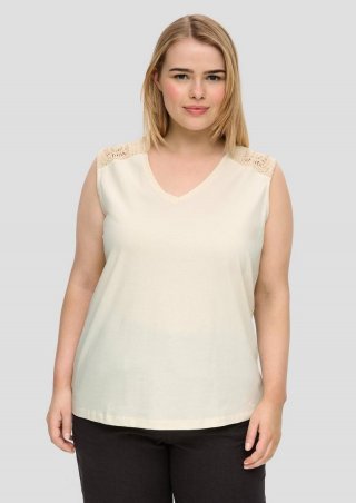 s.Oliver Ärmelloses Shirt mit Häkeleinsatz - beige