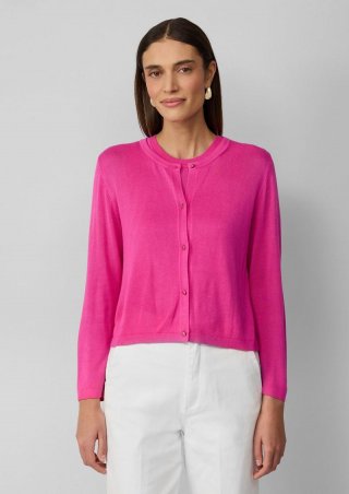 s.Oliver Slim-Fit-Cardigan mit Schmuckknöpfen und verkürzten Ärmeln - pink