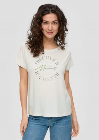 s.Oliver T-Shirt mit Pailletten - creme