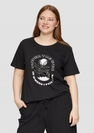 s.Oliver T-Shirt aus Baumwolle mit Front-Print - schwarz