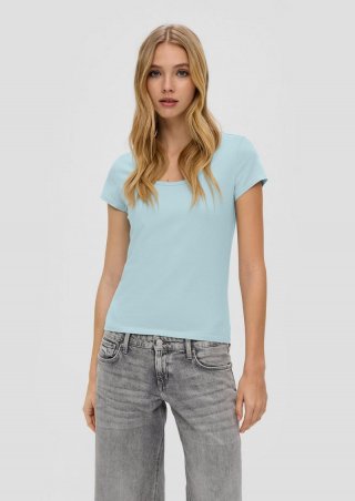 s.Oliver T-Shirt mit U-Ausschnitt - helles türkis