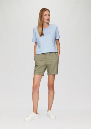 s.Oliver Leichte Shorts mit Elastikbund und angedeuteten Taschen - olivgrün