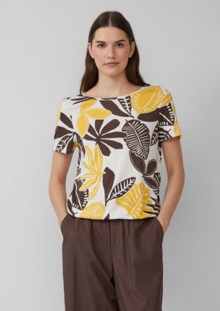 s.Oliver Jersey-T-Shirt im O-Shape mit Cut-out - ecru