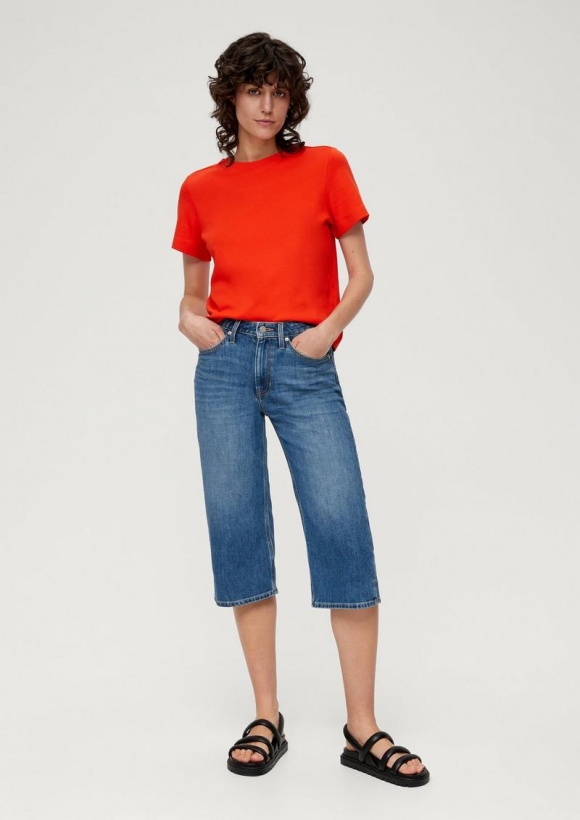 s.Oliver Karolin Comfort Culotte / Relaxed Fit / Mid Rise / Straight Leg - blau