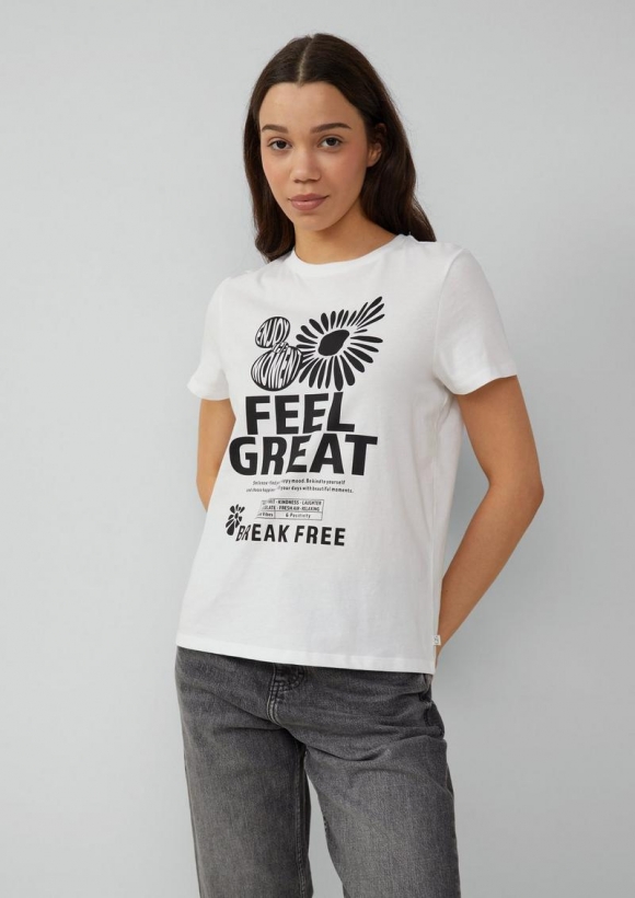 s.Oliver Baumwollshirt mit Frontprint - weiß