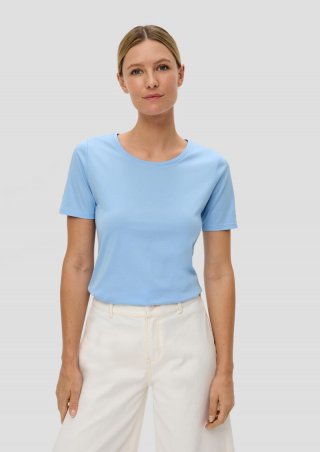 s.Oliver Baumwoll-T-Shirt im Slim Fit - himmelblau