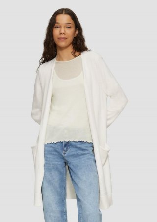 s.Oliver Lange Strickjacke aus Viskosemix - ecru