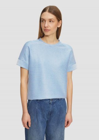 s.Oliver T-Shirt mit Strukturstreifen im Relaxed Fit - royalblau